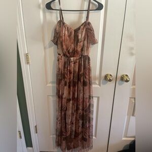 Candalite Brown/Pink Off-shoulder Formal Dress